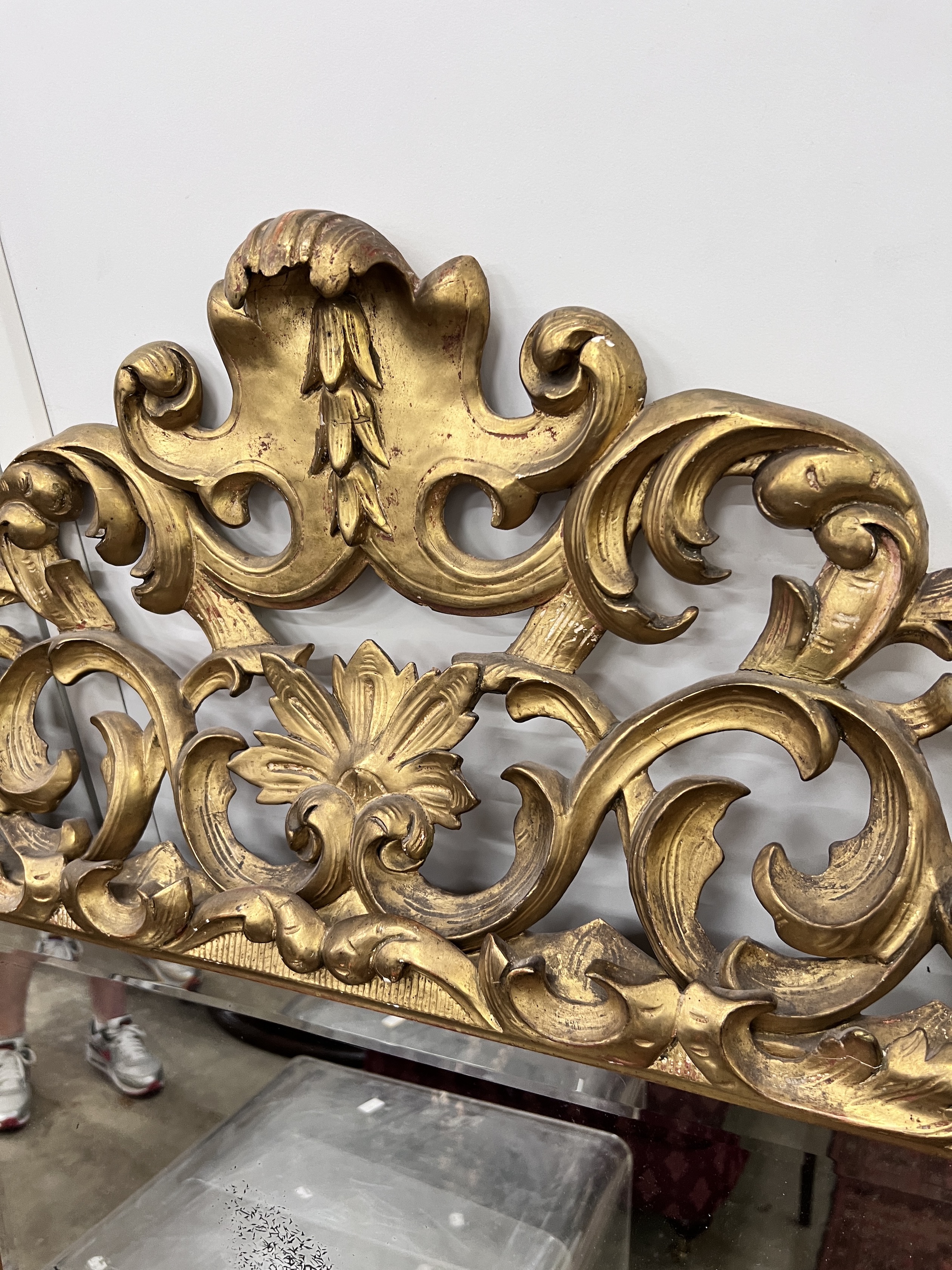 A 19th century French carved giltwood wall mirror, width 96cm, height 142cm